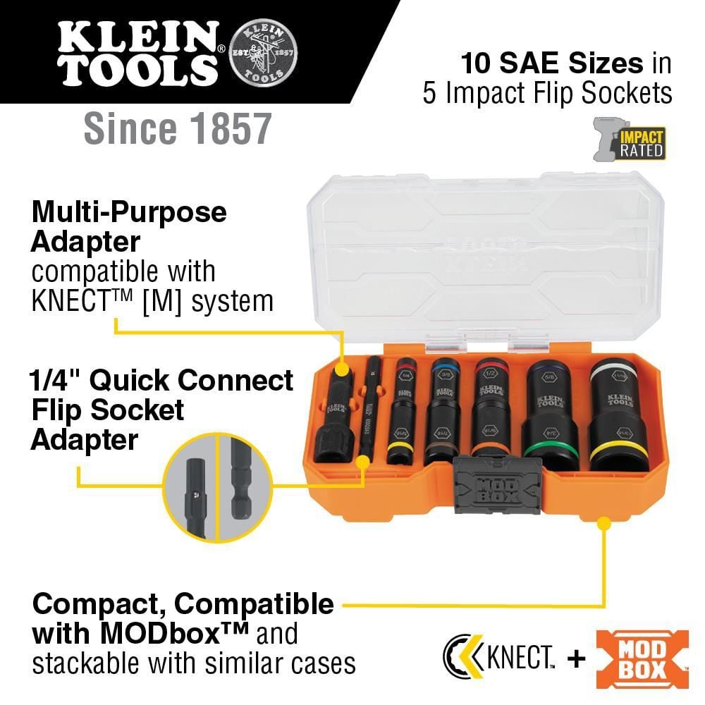 Klein Tools HD Flip SAE Socket Kit 8pc, large image number 3