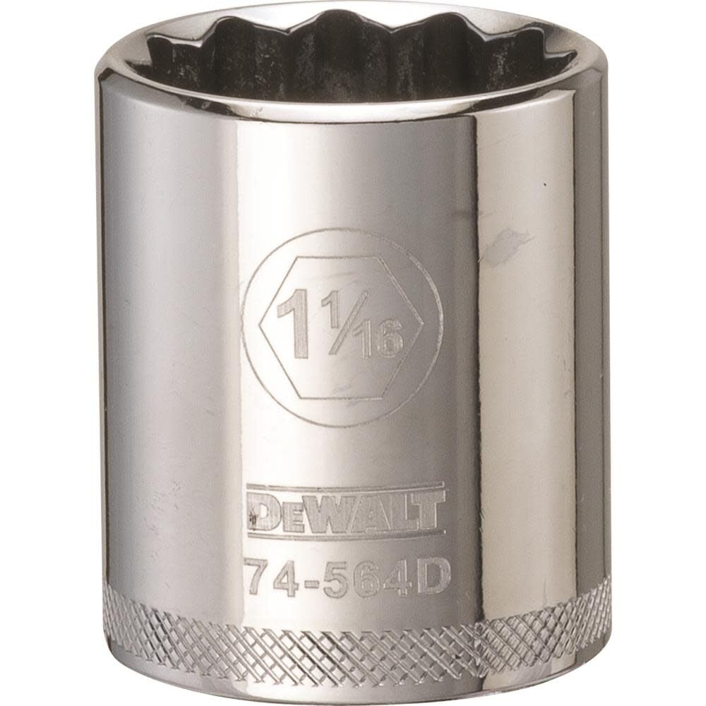 DEWALT Socket 12 Point 1/2in Drive 1 1/16in SAE, large image number 1