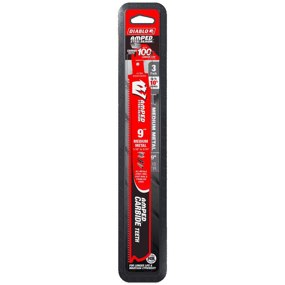 Diablo Tools 9 in Steel Demon AMPED Medium Metal 10 TPI  Carbide Reciprocating Saw Blade 3pk, large image number 6