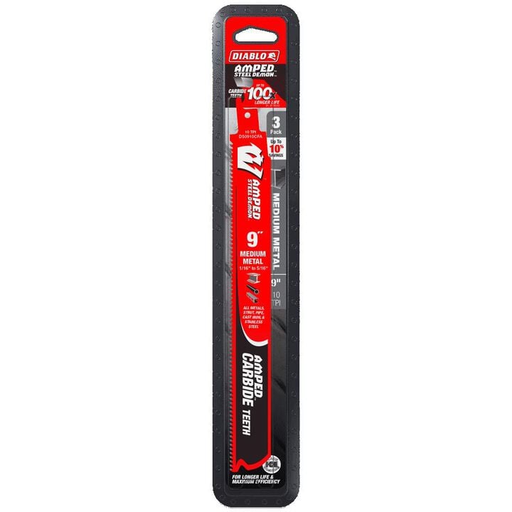 Diablo Tools 9 in Steel Demon AMPED Medium Metal 10 TPI  Carbide Reciprocating Saw Blade 3pk, large image number 5