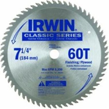 Irwin 7-1/4 In. 60T Saw Blade, large image number 0