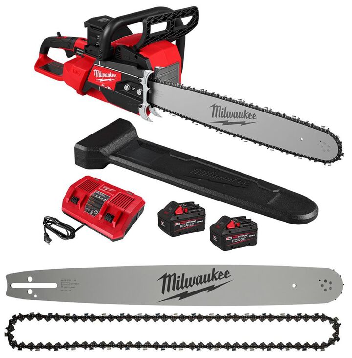Milwaukee M18 Fuel 20 Inch Dual Battery Chainsaw Kit and Replacement Guide Bar & Saw Chain Bundle