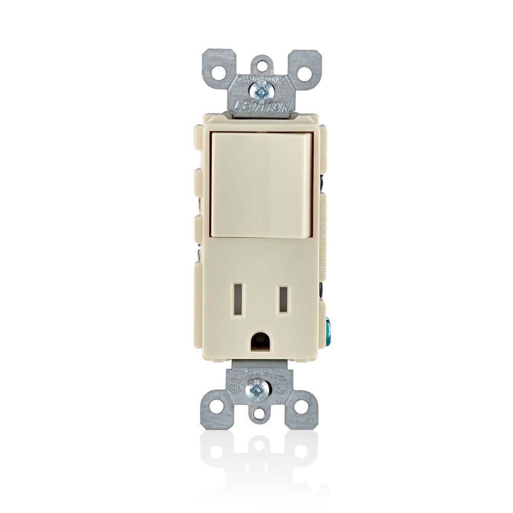 Leviton Decora Switch & Receptacle/Outlet 15A Light Almond Combination, large image number 1