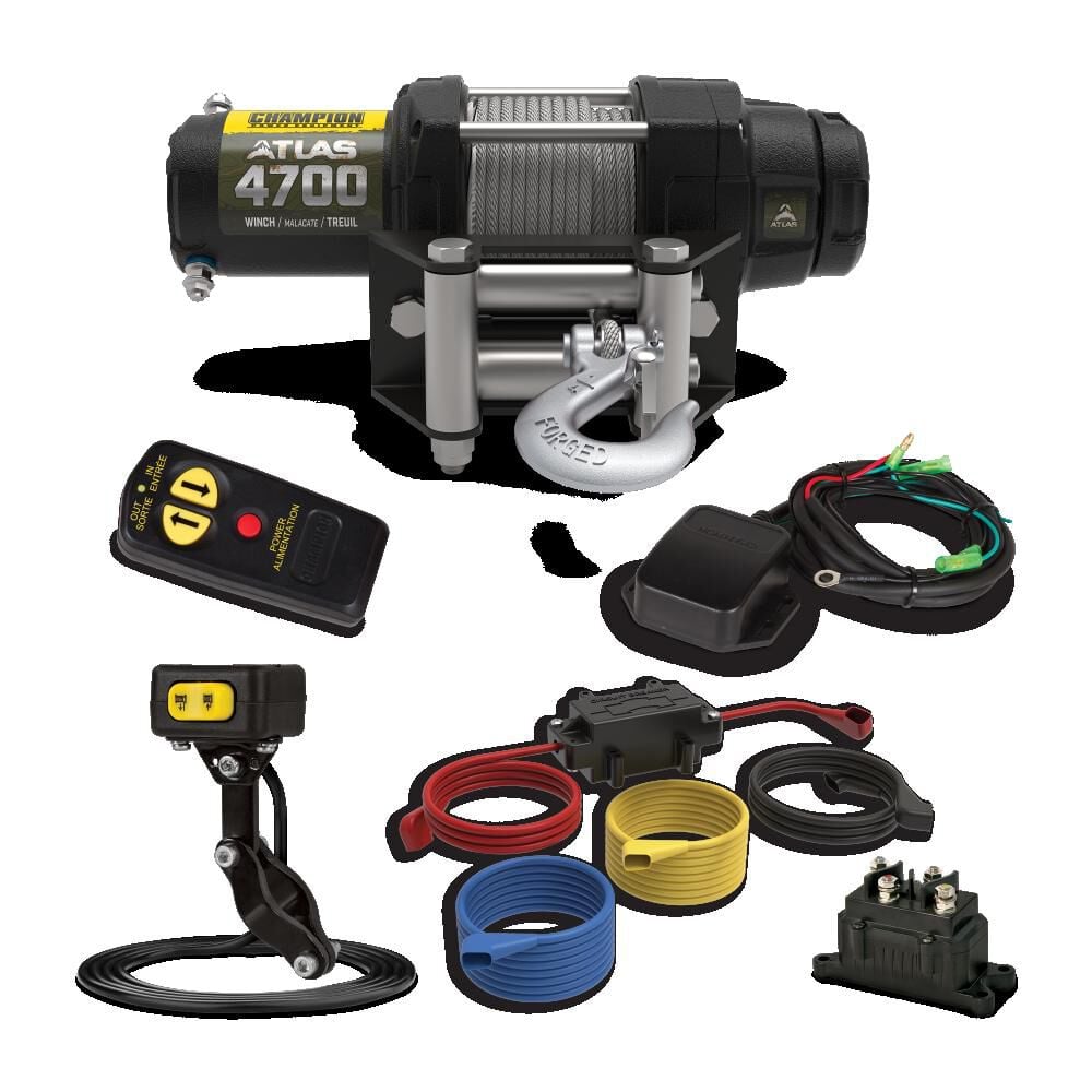 Champion Power Equipment ATLAS 4700 lb ATV/UTV Steel Cable Wireless Winch Kit with Mini-Rocker - 201606