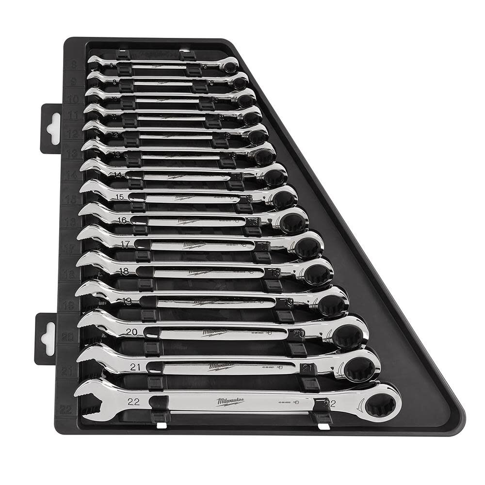 Milwaukee 15pc Ratcheting Combination Wrench Set Metric 48-22-9516 from  Milwaukee Acme Tools