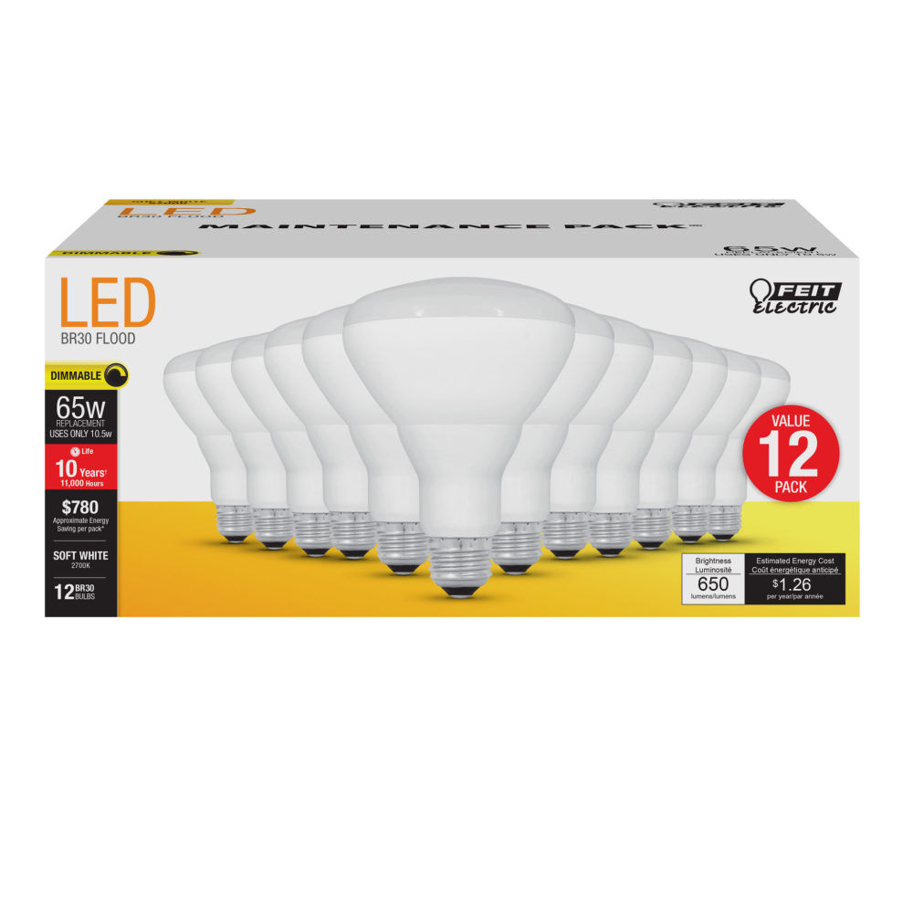 Feit Electric 65W BR30 Soft White Dimmable LED Bulb 12pk, large image number 3