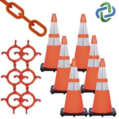 Mr Chain 36in Orange Reflective Traffic Cone and Chain Kit, large image number 0