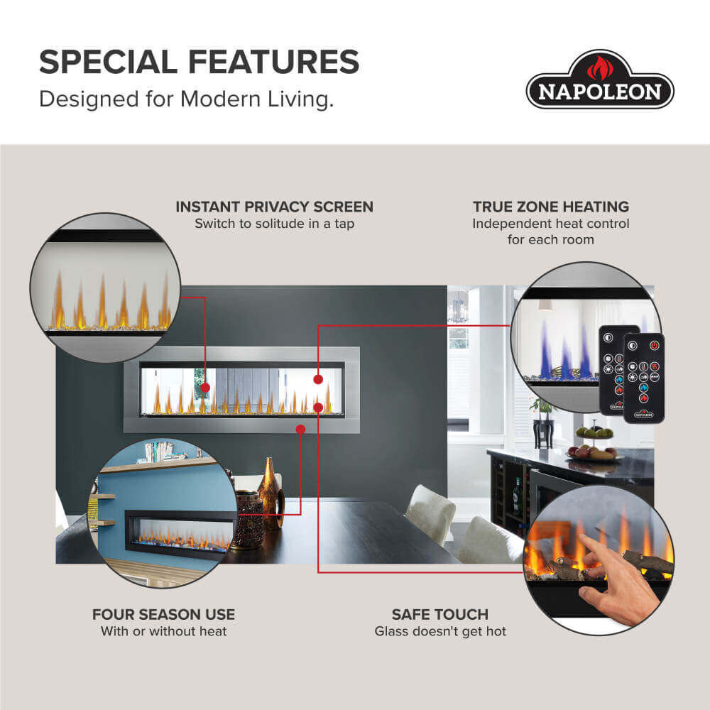 Napoleon CLEARion Elite Electric 50 Inch See-Through Built-In Fireplace, large image number 2