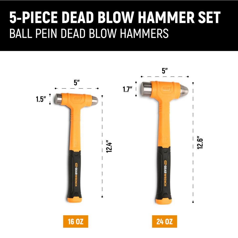 GEARWRENCH 5 Pieces Dead Blow Hammer Set, large image number 3