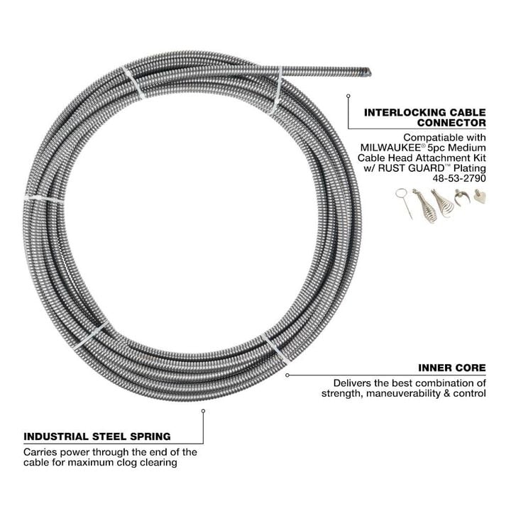Milwaukee 3/8inch x 75' Inner Core Drum Cable, large image number 1