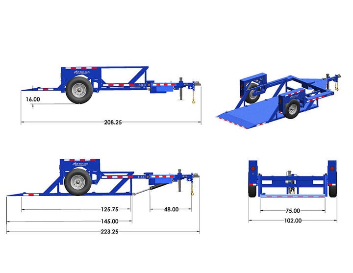 Air-Tow Trailers 12 Ft. Drop Deck Flatbed Trailer 75 Inch Deck Width - 5500# Capacity, large image number 8