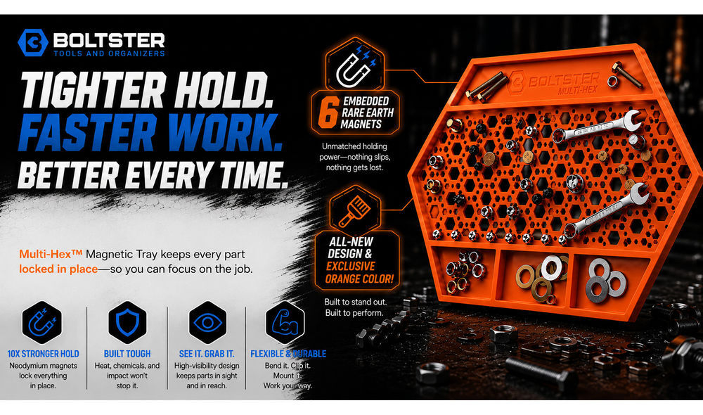 Boltster Multi-Hex Magnetic Fastener Organizer Tray Orange, large image number 4