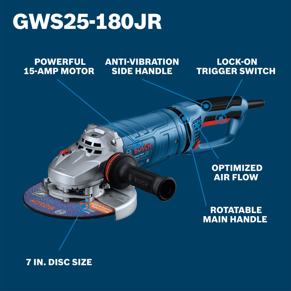 Bosch 7 Inch Large Angle Grinder 15 Amp, large image number 2