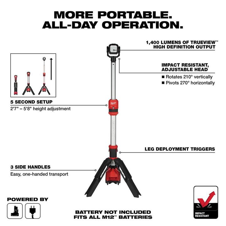 Milwaukee M12 ROCKET Dual Power Tower Light (Bare Tool), large image number 1