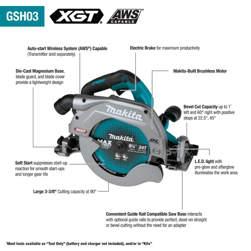 Makita 40V max XGT 9 1 4in Circular Saw Guide Rail Compatible