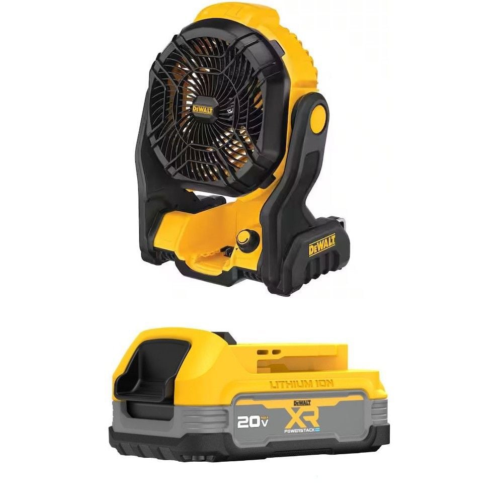 DEWALT 20V MAX Jobsite Fan & 20V MAX XR POWERSTACK Compact 1.7Ah Battery Bundle, large image number 1