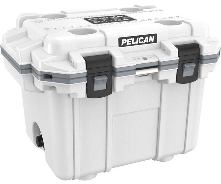 Pelican Polypropylene Elite Cooler with Handle, 30 Quart, White and Gray, large image number 1