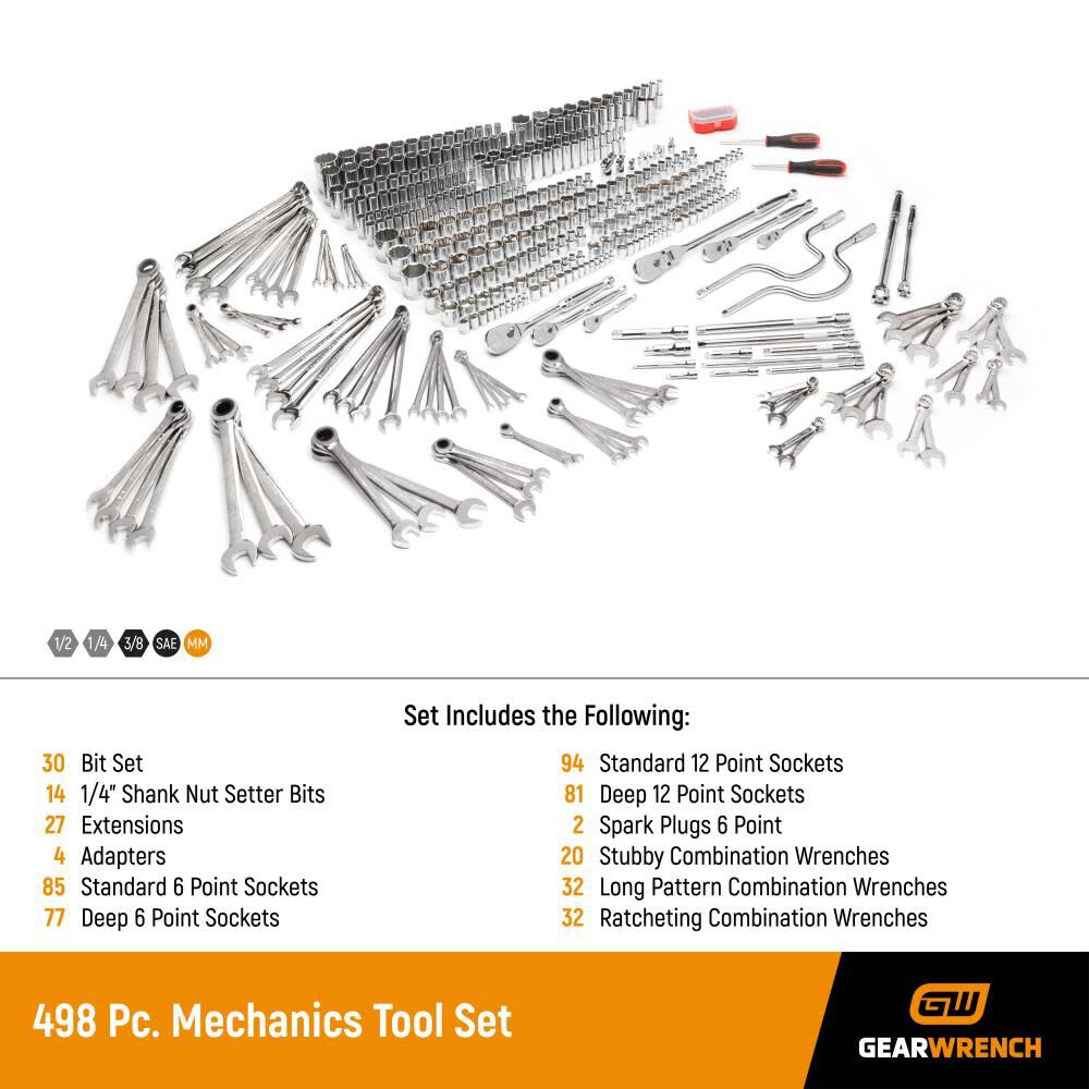 GEARWRENCH 498pc Mechanics Hand Tool Master Set 89070 Acme Tools