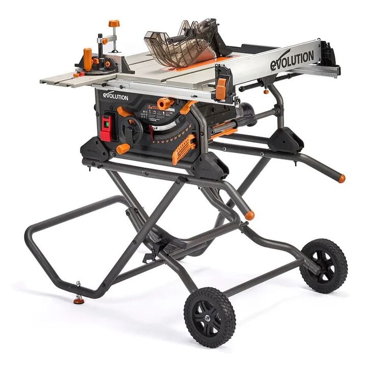 Evolution Power Tools R10TBLX Multi-Material 10 Inch Table Saw with Wheeled Scissor Stand