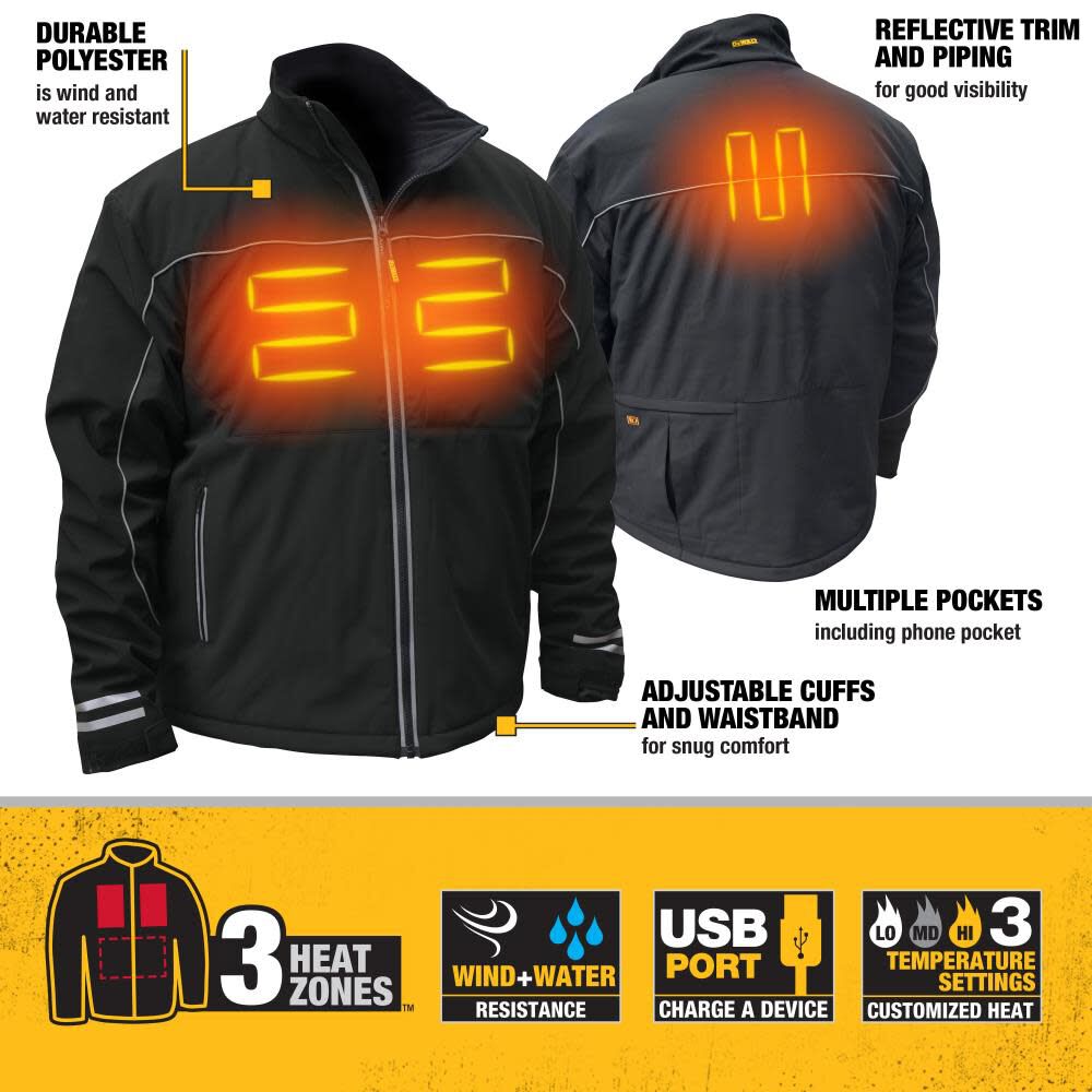 DEWALT Men's Heated Lightweight Soft Shell Jacket - Bare - Adapter Only, large image number 3