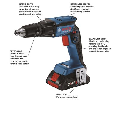 Bosch 18V 2 Tool Combo Kit with Screwgun Cut Out Tool & Two CORE18V 4.0 Ah Compact Batteries, large image number 2