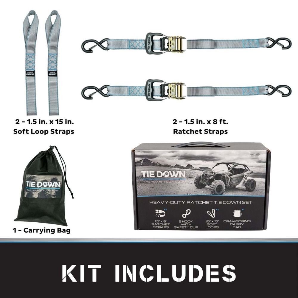 Tie Down 1.5 Inch x 8 Ft. Gray Heavy Duty Ratchet Strap - 2 Pack, large image number 7