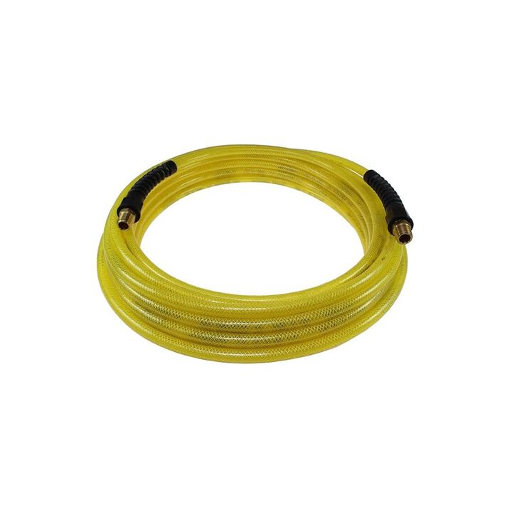 Coilhose 25ft Flexeel Hose, Reusable Strain Relief Fittings, 1/4in MPT, Yellow