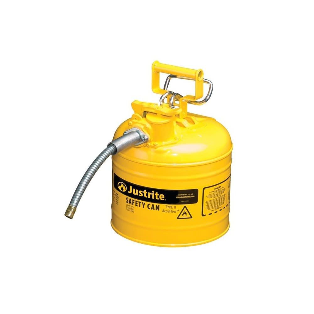 Justrite 2 Gal Steel Safety Yellow Diesel Fuel Can Type II, large image number 2