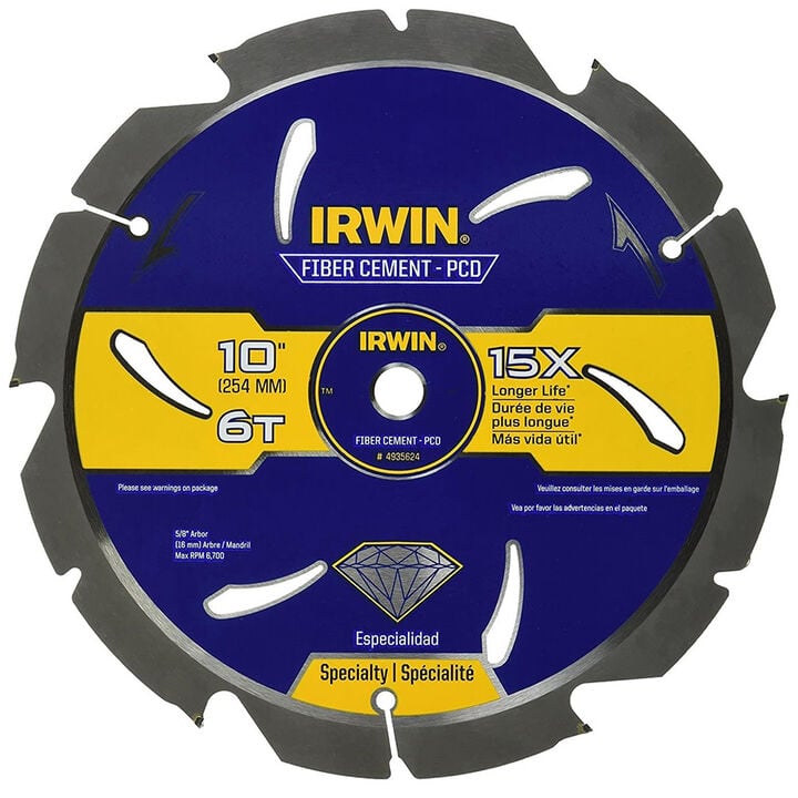 Irwin 10in 6T Marathon PCD Fiber Cement Blade