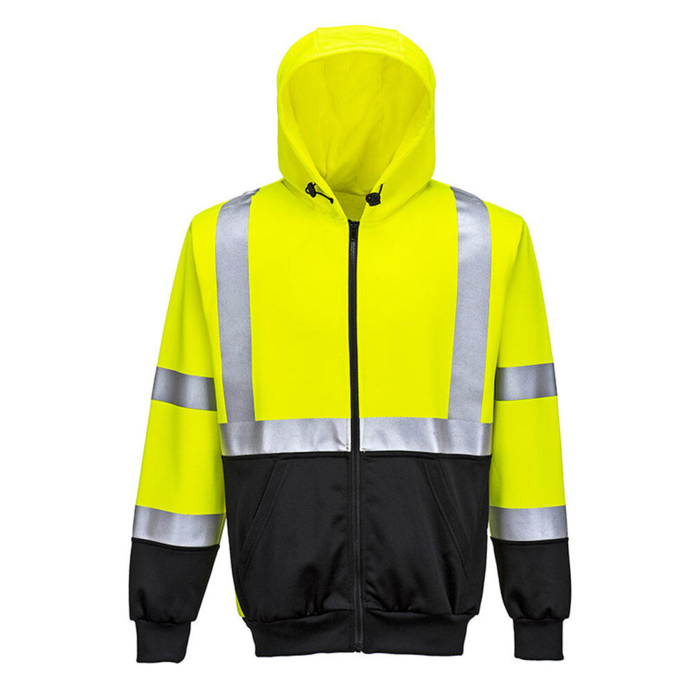 Portwest Yellow and Black Hi-Vis 2-Tone Zipped Hoodie - 5XL, large image number 1