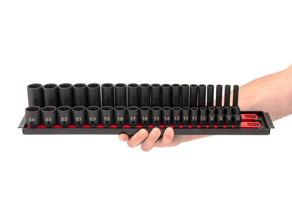 Tekton 3/8 Inch 12 Point Impact Socket Set, 68 Pieces (1/4-1 Inch, 6-24 mm), large image number 3