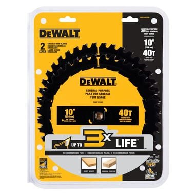 DEWALT DW 10in 40 / 40T General Purpose Combo Pack