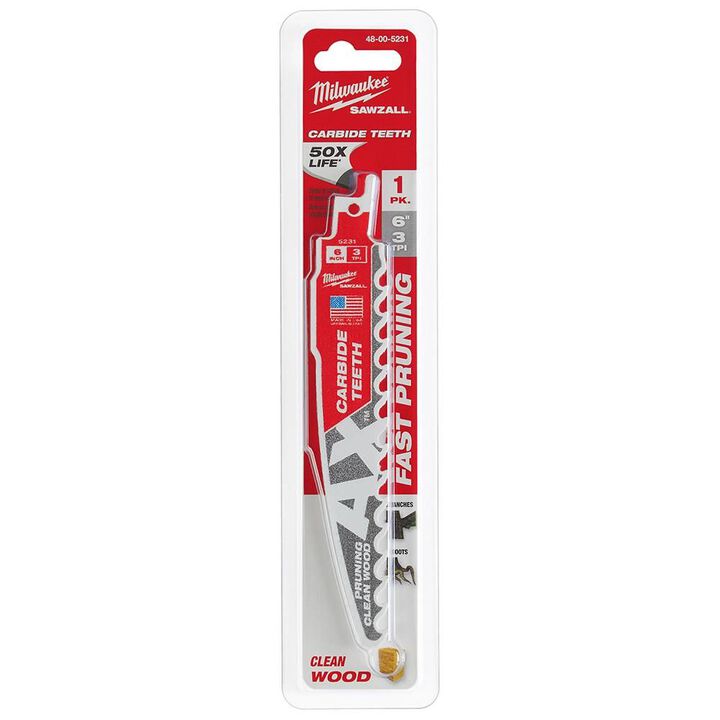 Milwaukee 6inch 3 TPI The AX with Carbide Teeth for Pruning & Clean Wood SAWZALL Blade 1PK, large image number 9