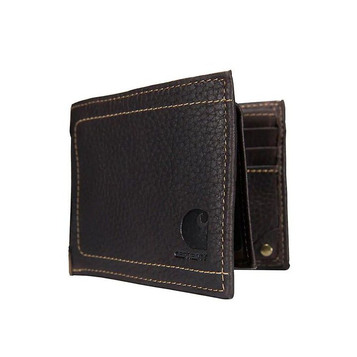 Carhartt Dark Brown Pebble Leather Passcase Wallet, large image number 1