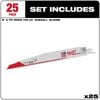 Milwaukee 9 In. 5/8 TPI White Bi-Metal Reciprocating Saw Blade 25Ct, small image number 2