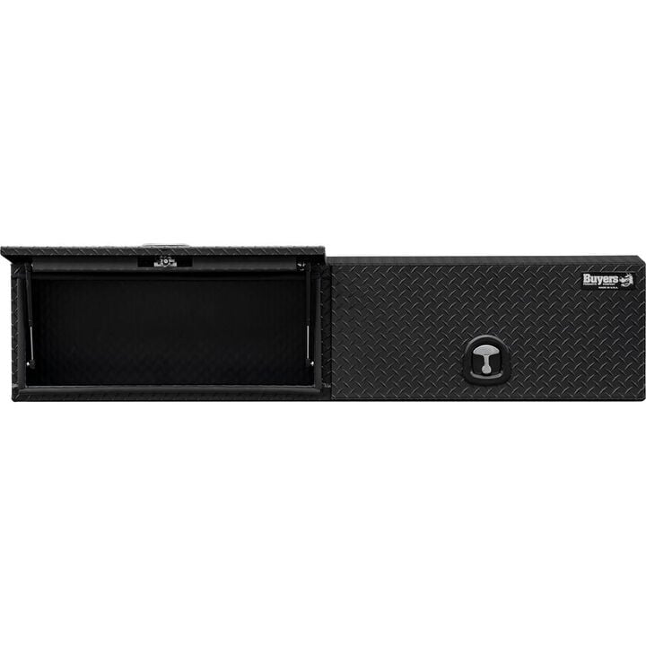 Buyers Products Company 18x16x88 Inch Matte Black Diamond Tread Aluminum Topsider Truck Box with Flip-Up Doors, large image number 1