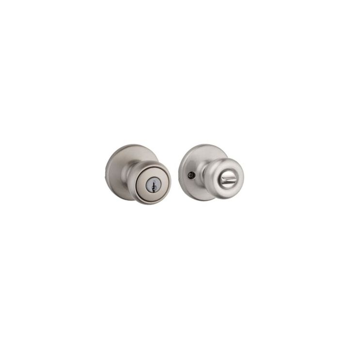Kwikset Satin Chrome Security Keyed Entry Exterior Tylo Lockset Knob, large image number 1