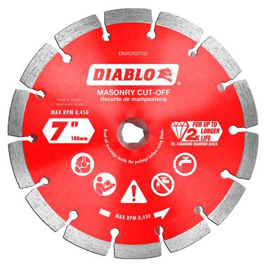 Diablo Tools 7in Diamond Segmented Cut-Off Discs for Masonry