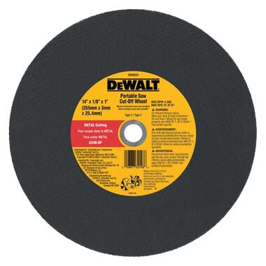 DEWALT 14-in x 1/8-in x 20 mm Metal Cutting Blade, large image number 0