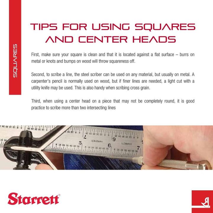 Starrett 6 Inch Combination Square with Cast Iron Square Head, large image number 3