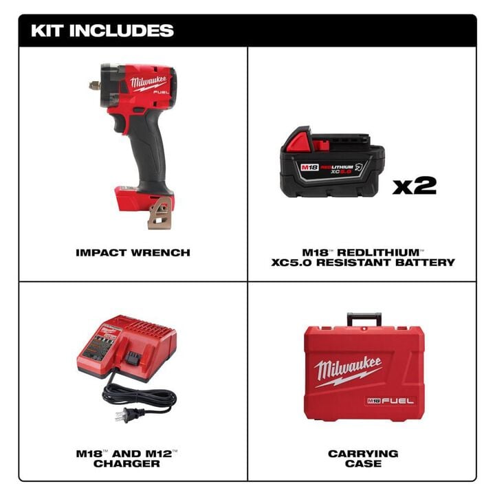 Milwaukee M18 FUEL 3/8inch Compact Impact Wrench with Friction Ring Kit, large image number 1