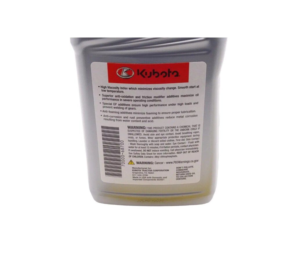 Kubota Parts 1 Qt SAE 90 XKVTR Gear Oil, large image number 2