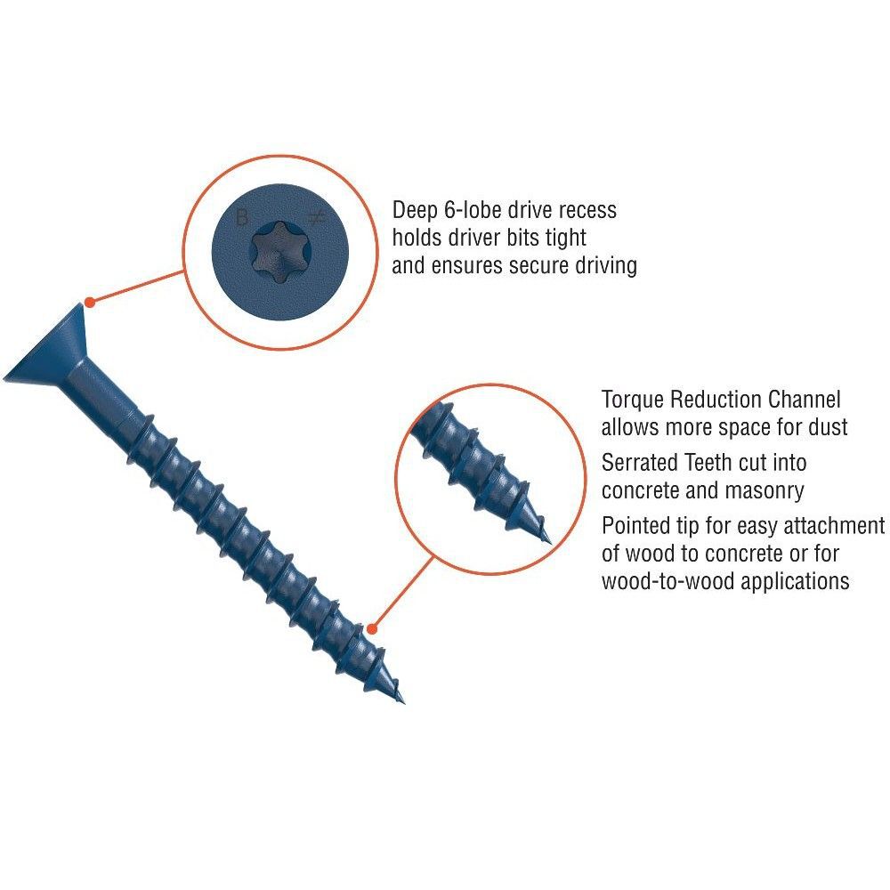 Simpson Strong-Tie 1/4 Inch x 3-3/4 Inch Carbon Steel Concrete and Masonry Screw Anchor 100 Pieces, large image number 5