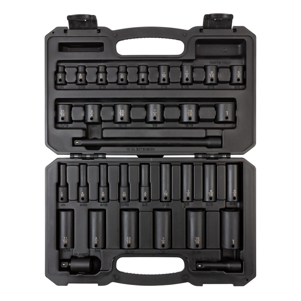 Tekton 3/8 Inch 6 Point Impact Socket Set, Case, 33 Pieces (1/4-1 Inch), large image number 2