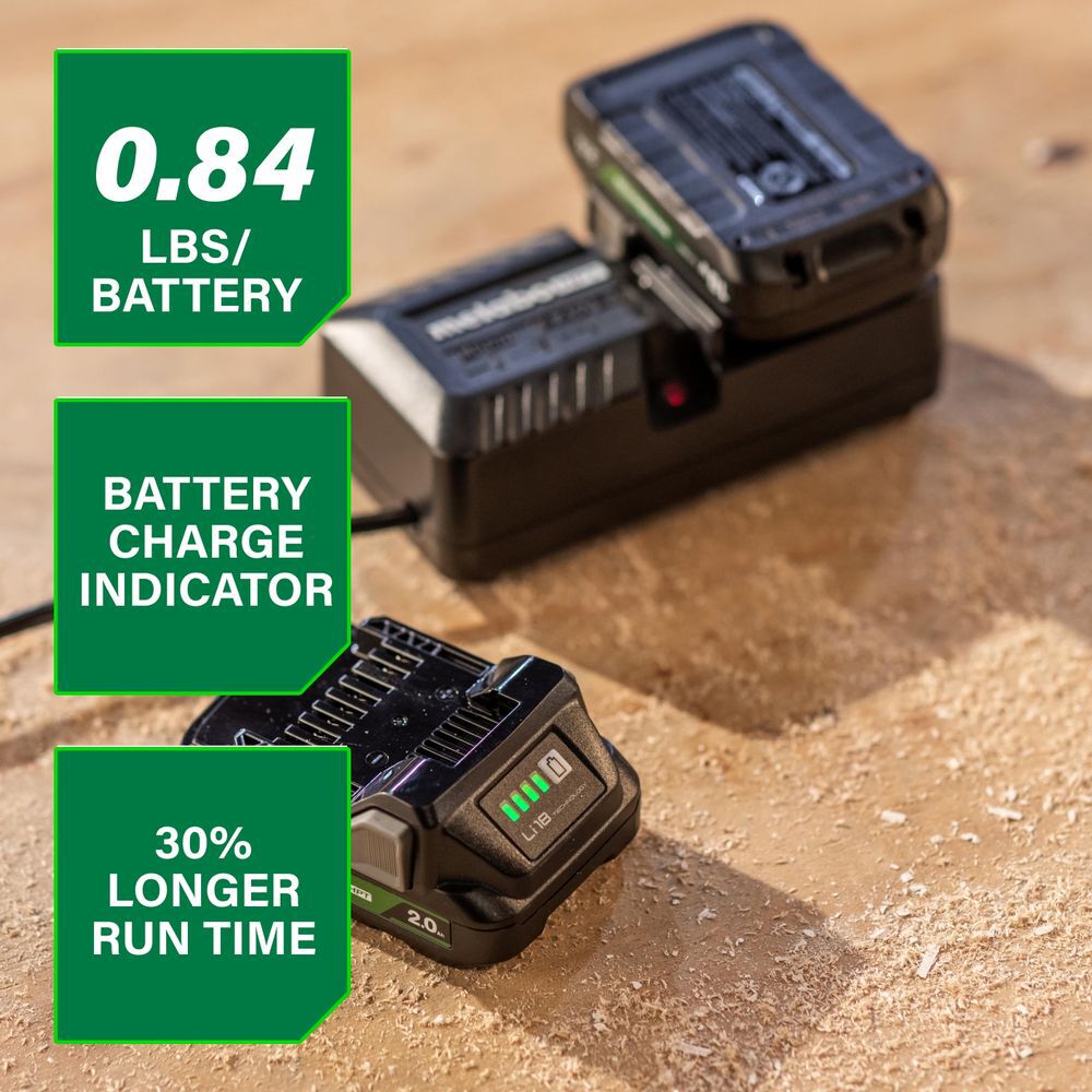 Metabo HPT Promotional 18V Lithium Ion 2.0Ah Batteries with Charge Indicators and Charger Kit, large image number 2