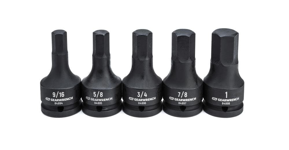 GEARWRENCH 3/4 Inch Drive SAE Impact Hex Bit Socket Set with Blow Mold Case 5 Piece, large image number 1