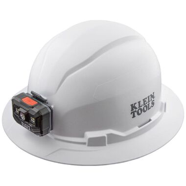 Klein Tools Hard Hat Non-vented Full Brim with Rechargeable Headlamp White