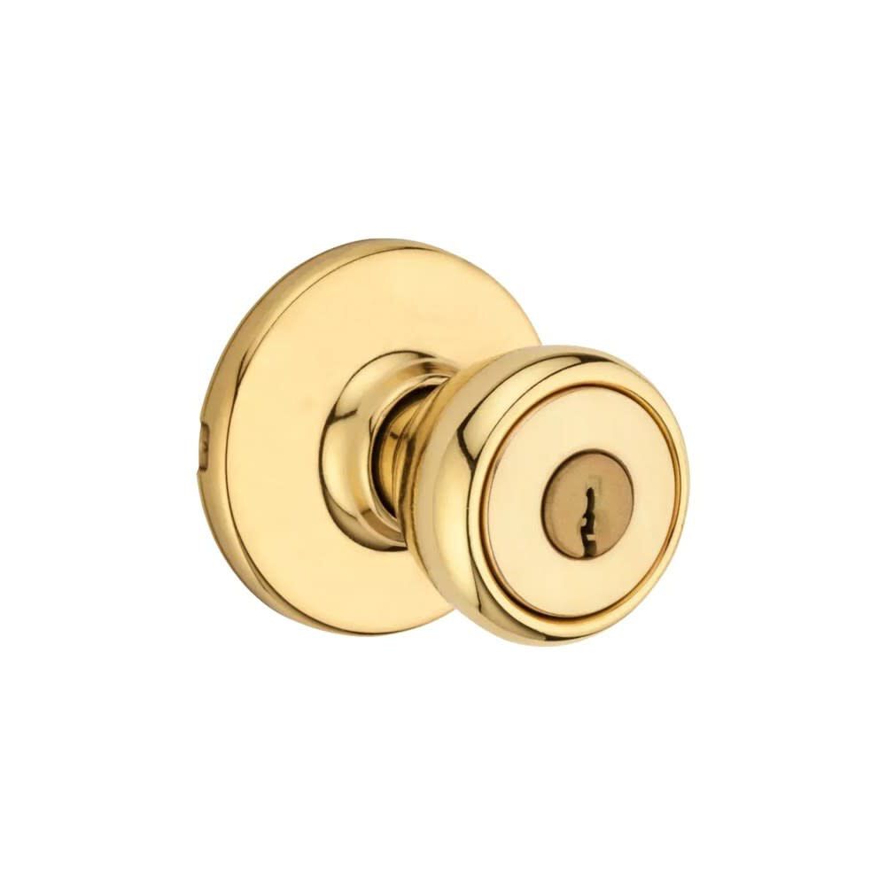 Kwikset Polished Brass Security Keyed Entry Exterior Tylo Lockset Knob, large image number 2