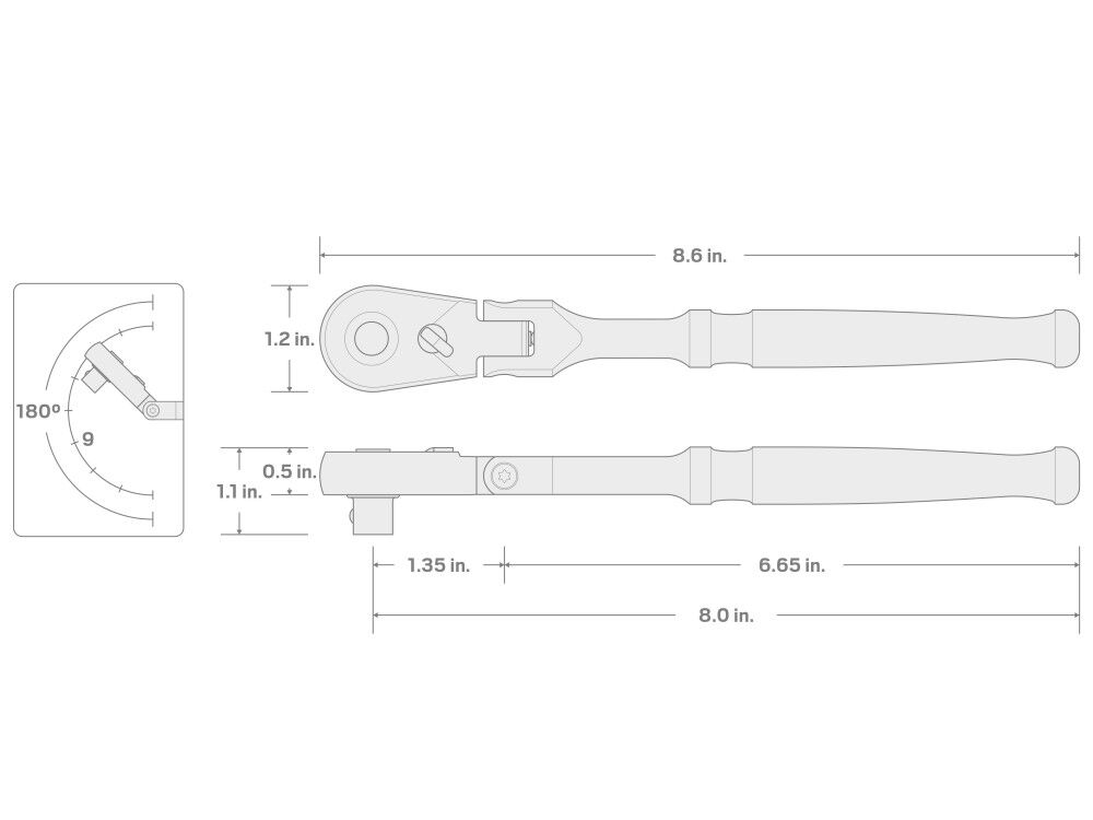 Tekton 3/8 Inch Drive x 8 Inch Flex Head Quick-Release Ratchet, large image number 7