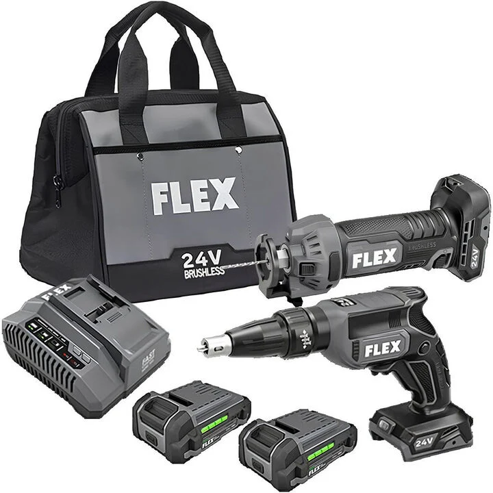 FLEX 24V 2 Tool Combo Kit Drywall Screw Gun & Cut Out Tool